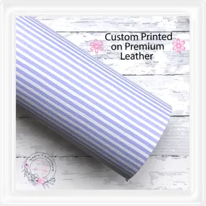 ⋅ Cornflower Blue & White Stripes ⋅ Custom Printed Premium Vegan Faux Leather •
