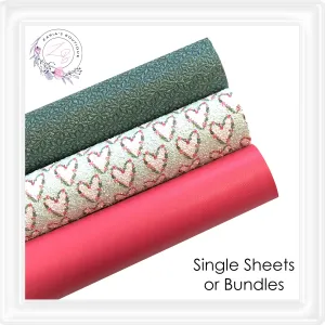 ⋅ Floral Hearts ⋅ Vegan Faux Leather  &  Glitter 3 Piece Bundle OR Single Sheets ⋅