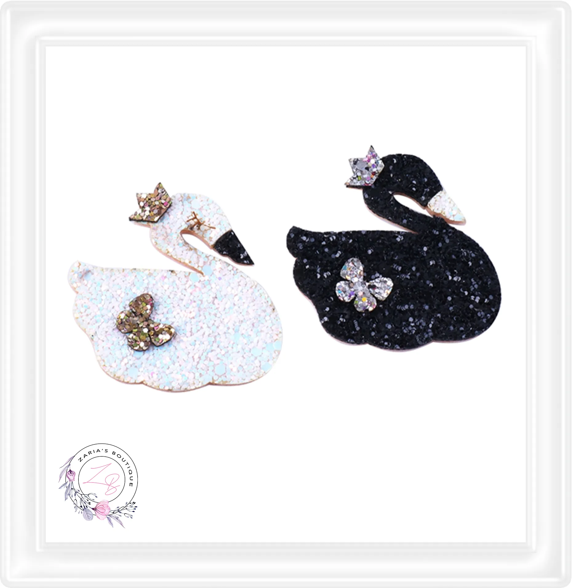 ⋅ Floral Peach Swans ⋅ Premium Vegan Faux Leather