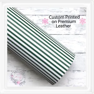 ⋅ Green & White Stripes ⋅ Custom Printed Premium Vegan Faux Leather •