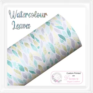 ⋅ Watercolour Leaves ⋅ Custom Printed Premium Vegan Faux Leather ⋅ 