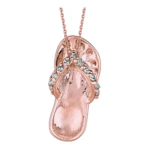 0.10 Carat Natural Diamond Flip Flop Necklace Pendant 14K Rose Gold 18'' chain
