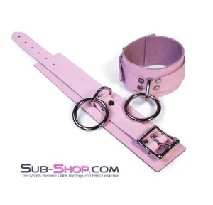 0993A      Captured Beauty Princess Pink Leather Bondage Ankle Cuffs