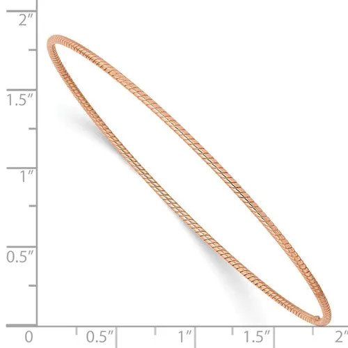 14KT Rose Gold Thin 1.5mm Rope Twist Slip-On Bangle Bracelet