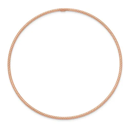14KT Rose Gold Thin 1.5mm Rope Twist Slip-On Bangle Bracelet