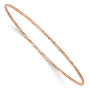 14KT Rose Gold Thin 1.5mm Rope Twist Slip-On Bangle Bracelet