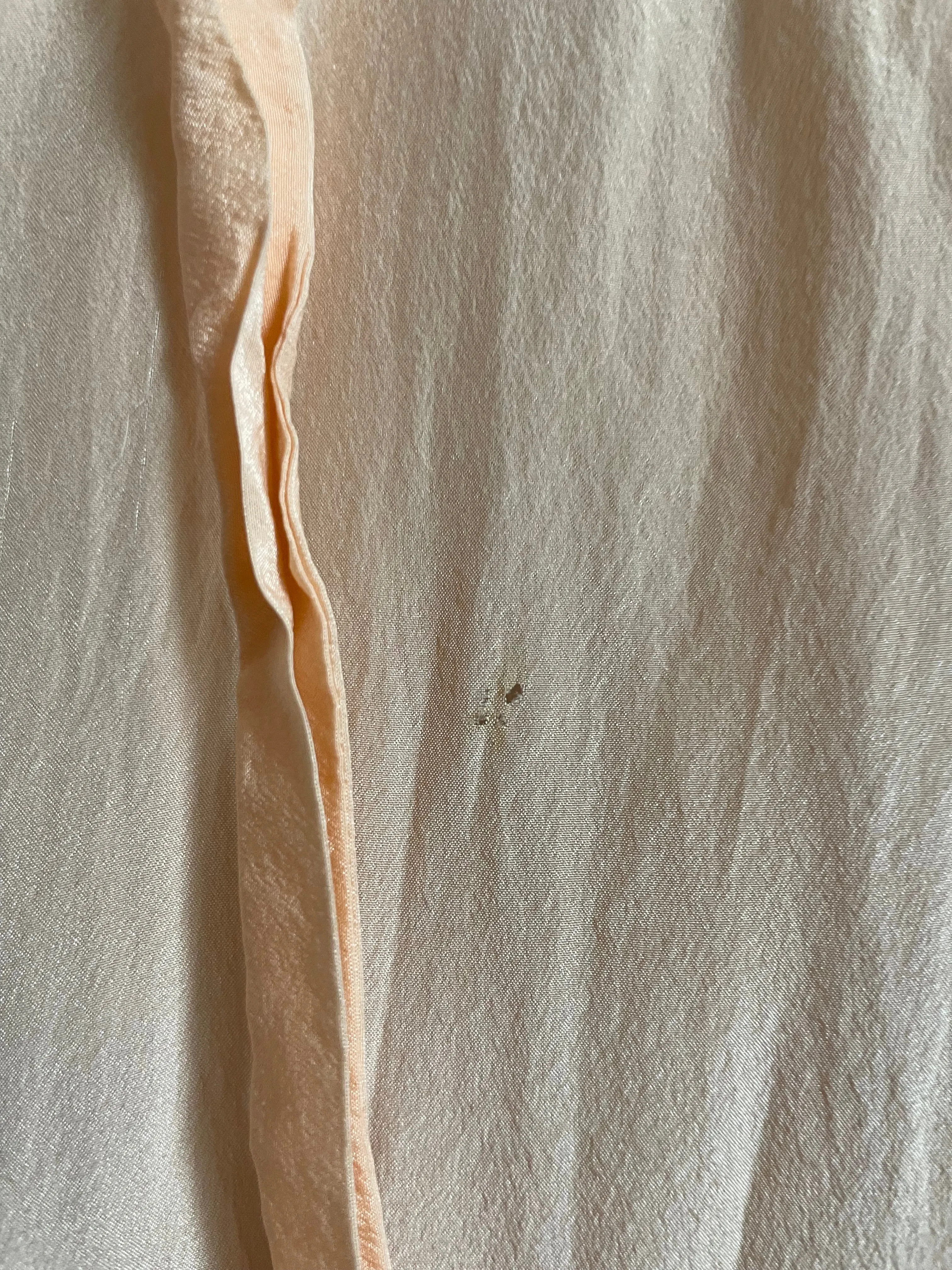 1930s Peach Silk Capelet Smocked Tie Waist Slip Dress