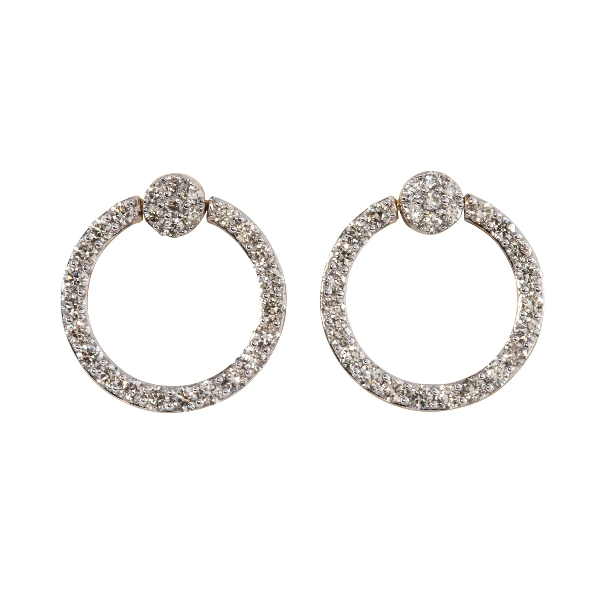 1ctw Diamond 14K Gold Reversible Circle Drop Earrings