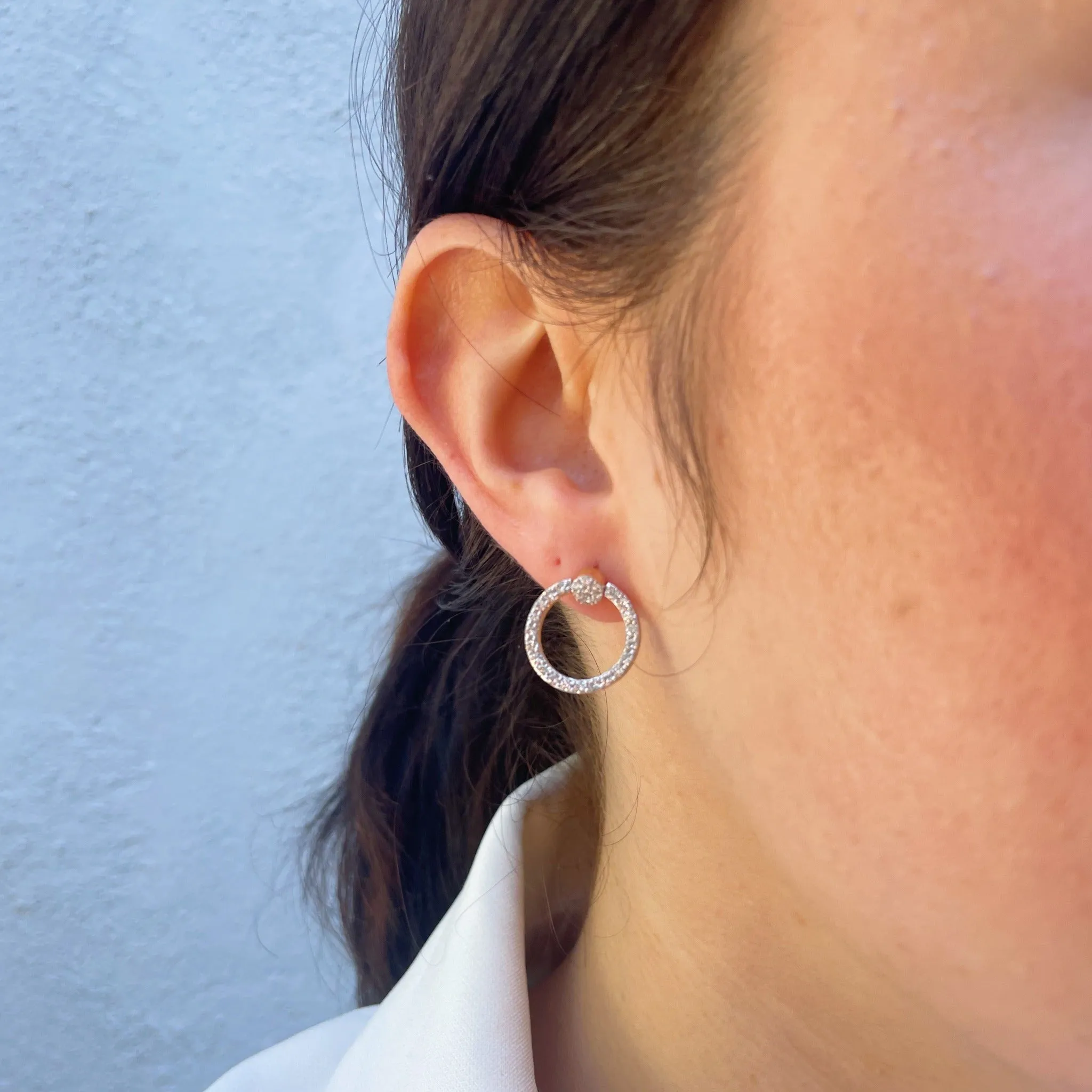 1ctw Diamond 14K Gold Reversible Circle Drop Earrings