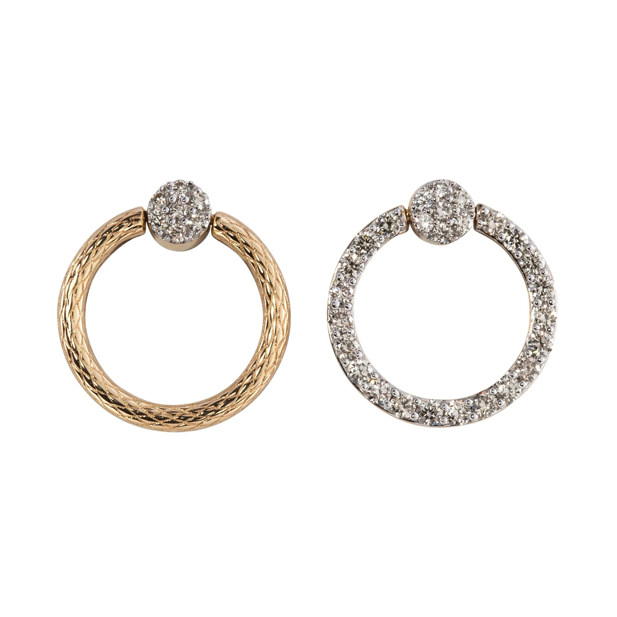 1ctw Diamond 14K Gold Reversible Circle Drop Earrings