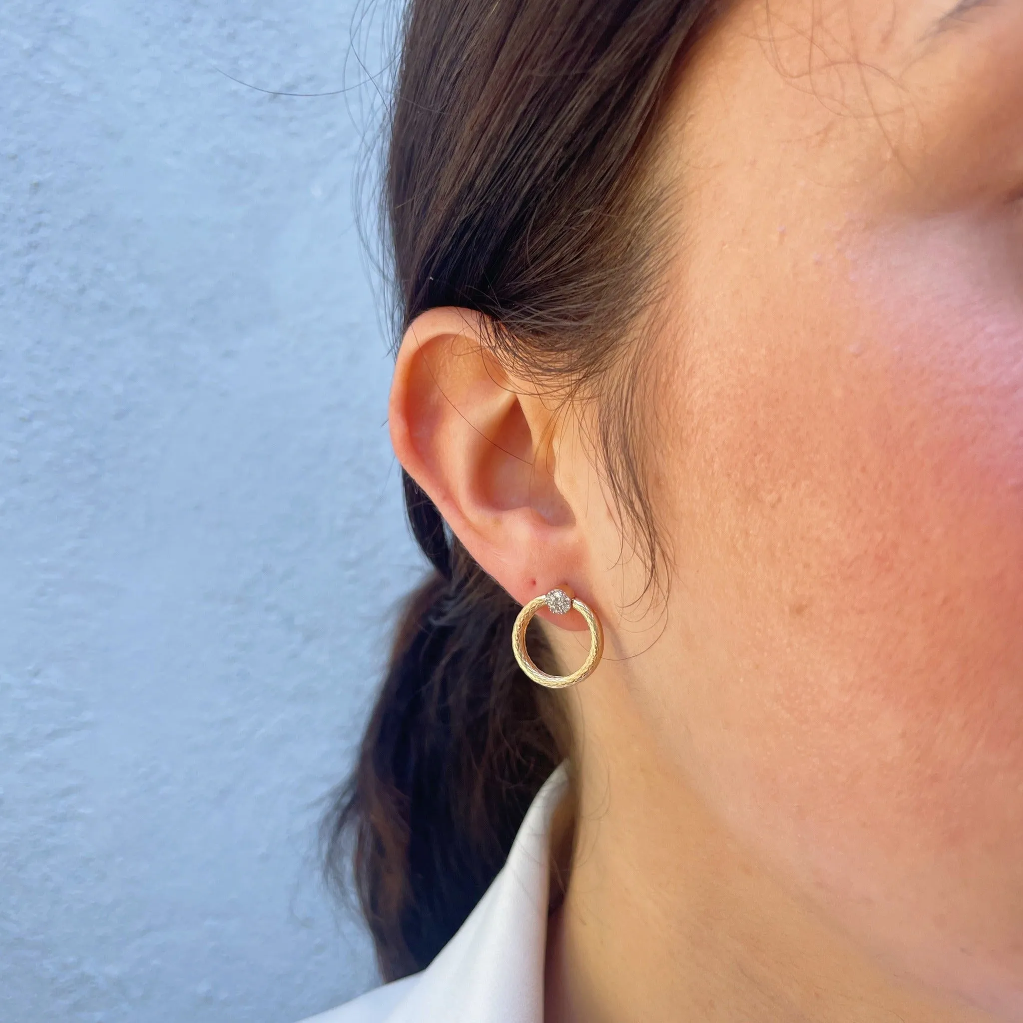 1ctw Diamond 14K Gold Reversible Circle Drop Earrings