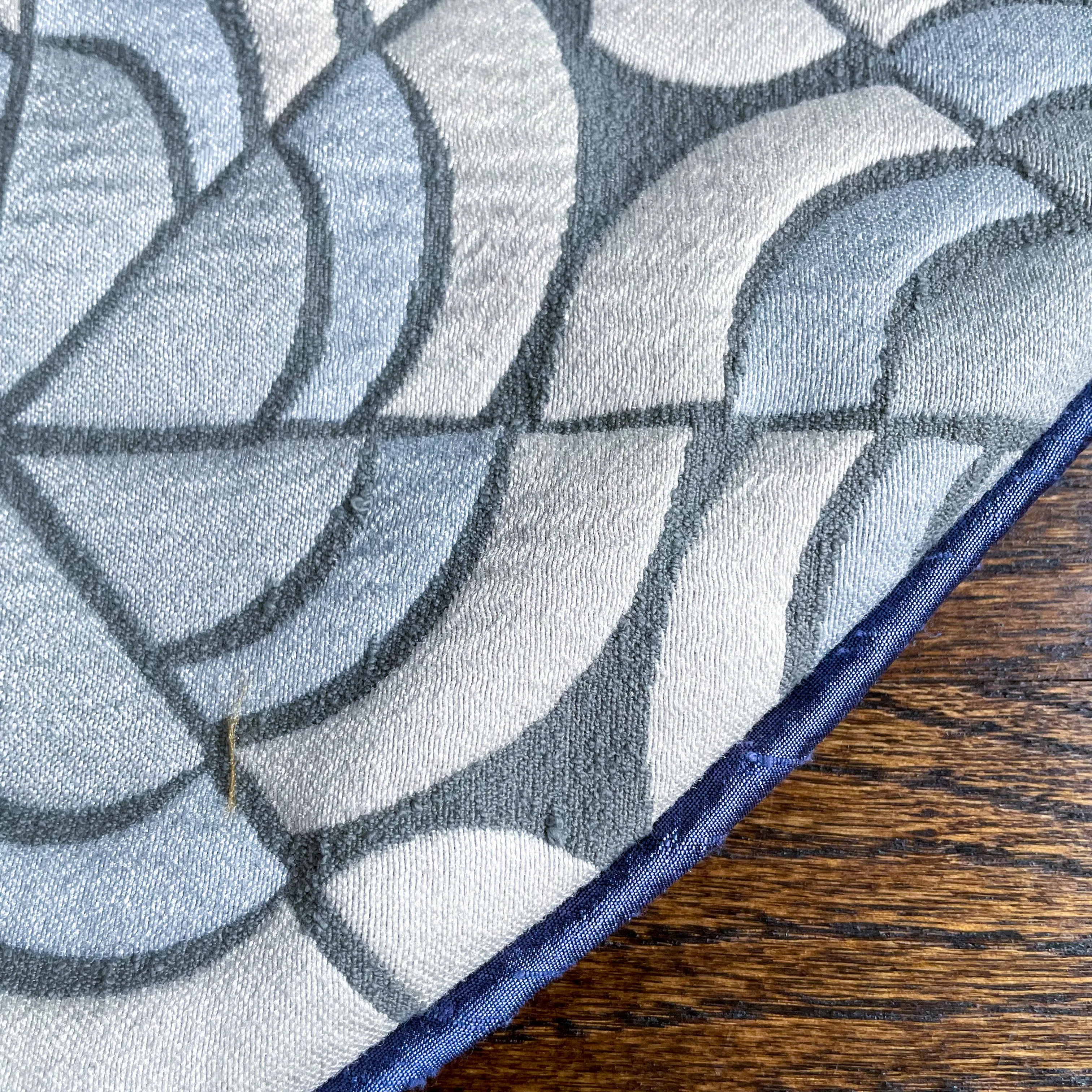 30" Blue, Gray White and Silver Christmas Tree Skirt | Reversible