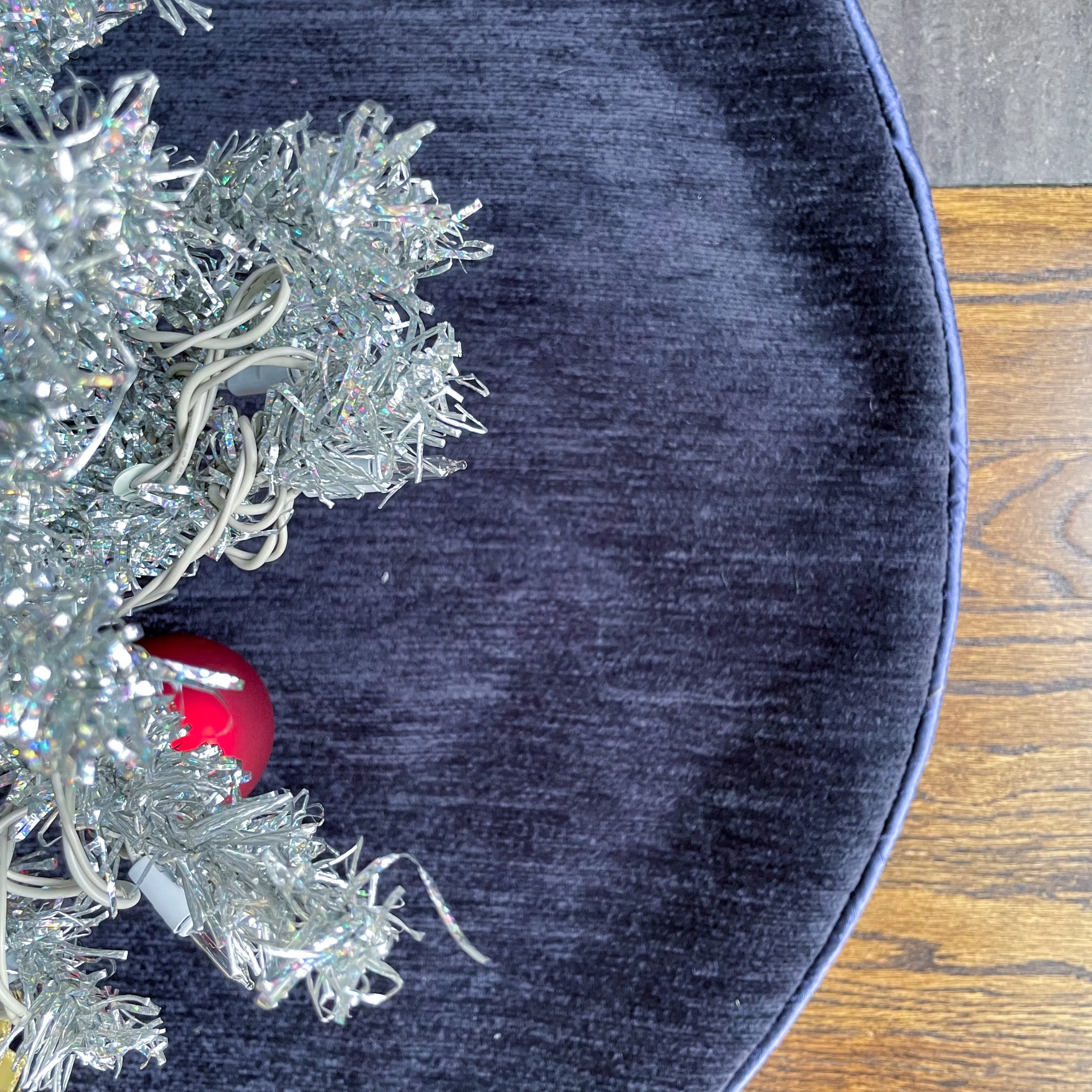30" Blue, Gray White and Silver Christmas Tree Skirt | Reversible