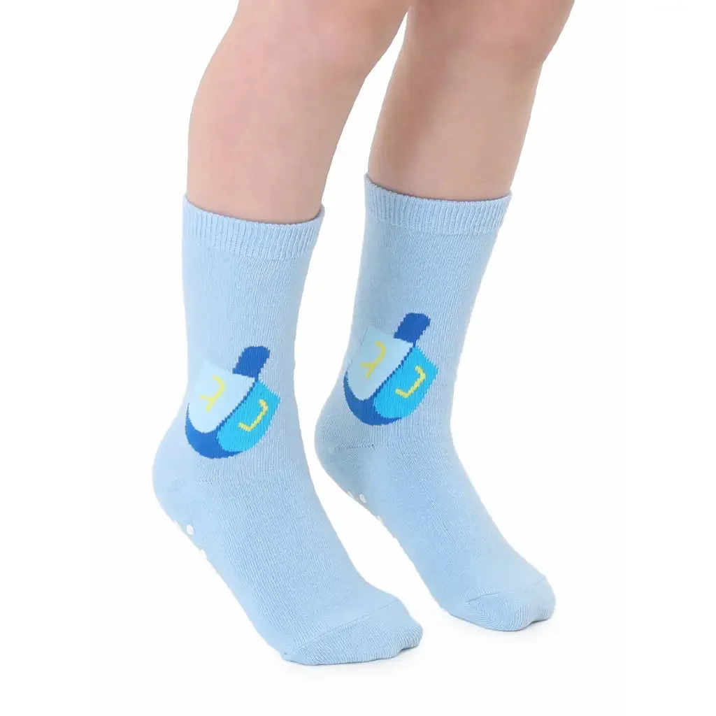 3D Packaged Crew Socks - Hanukkah - Dreidel - Blue