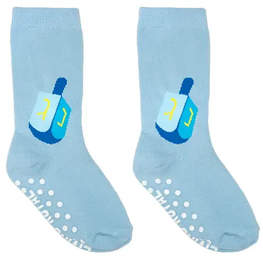 3D Packaged Crew Socks - Hanukkah - Dreidel - Blue
