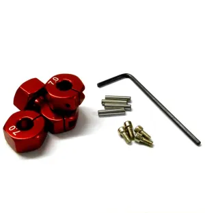 57807R 1/10 Scale RC M12 12mm Alloy Wheel Locking Hubs Adapter Nut Red 7mm