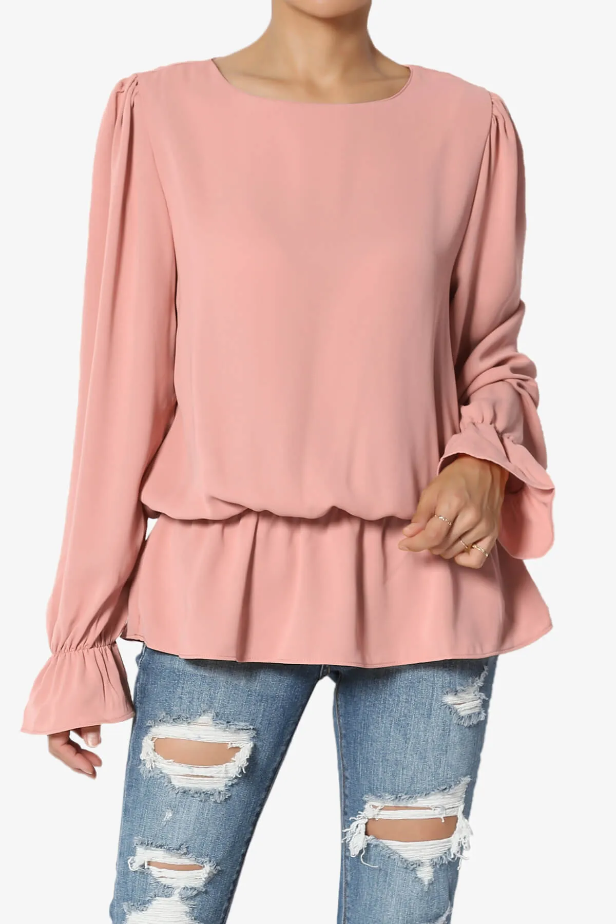 Adriel Puff Sleeve Ruffle Peplum Blouse