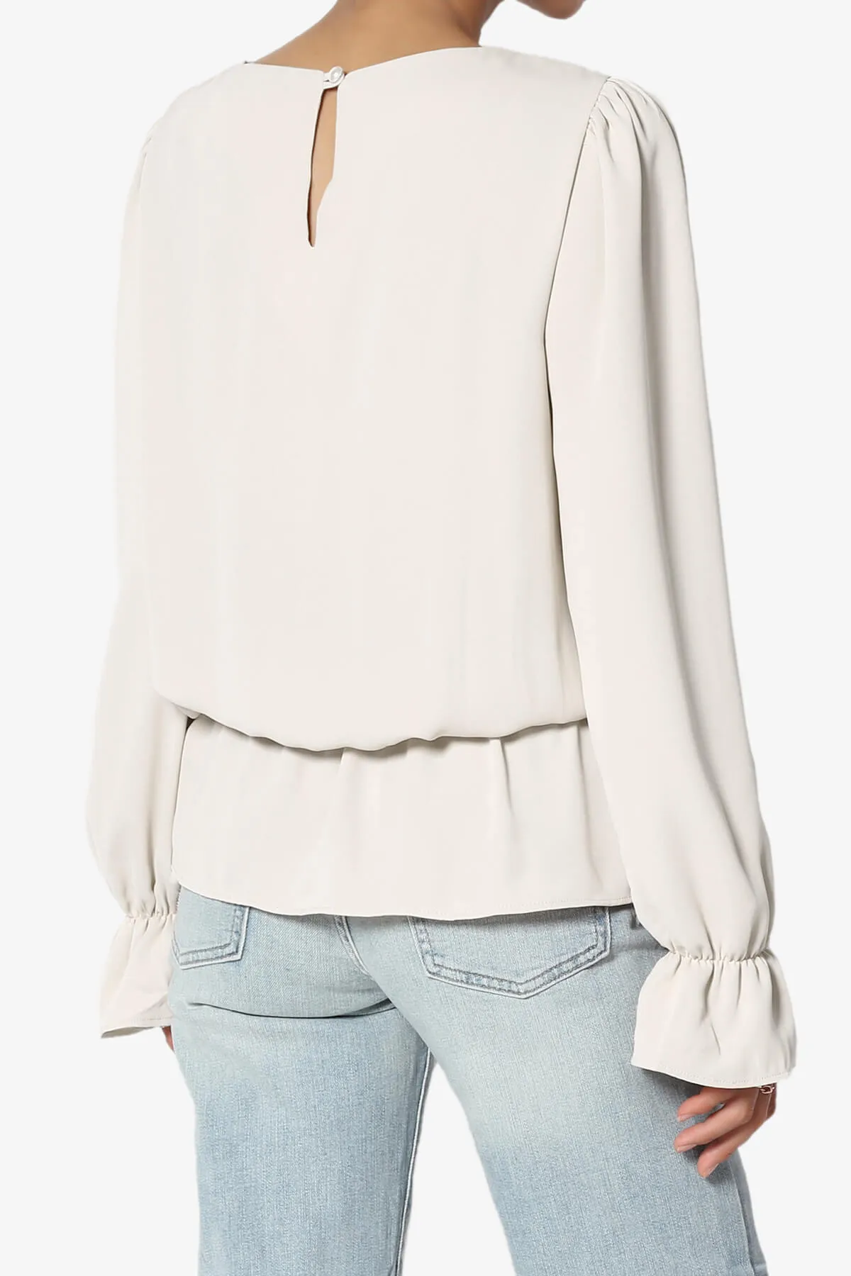 Adriel Puff Sleeve Ruffle Peplum Blouse