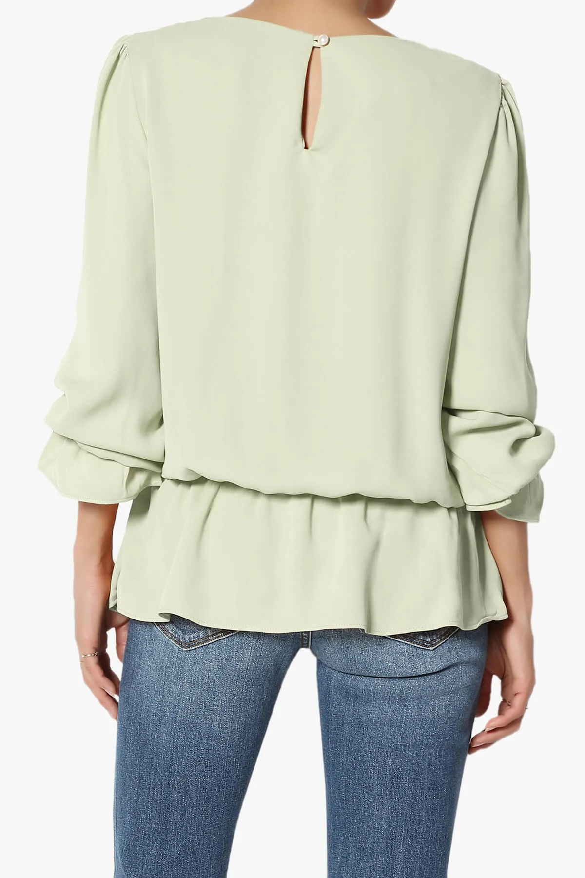 Adriel Puff Sleeve Ruffle Peplum Blouse