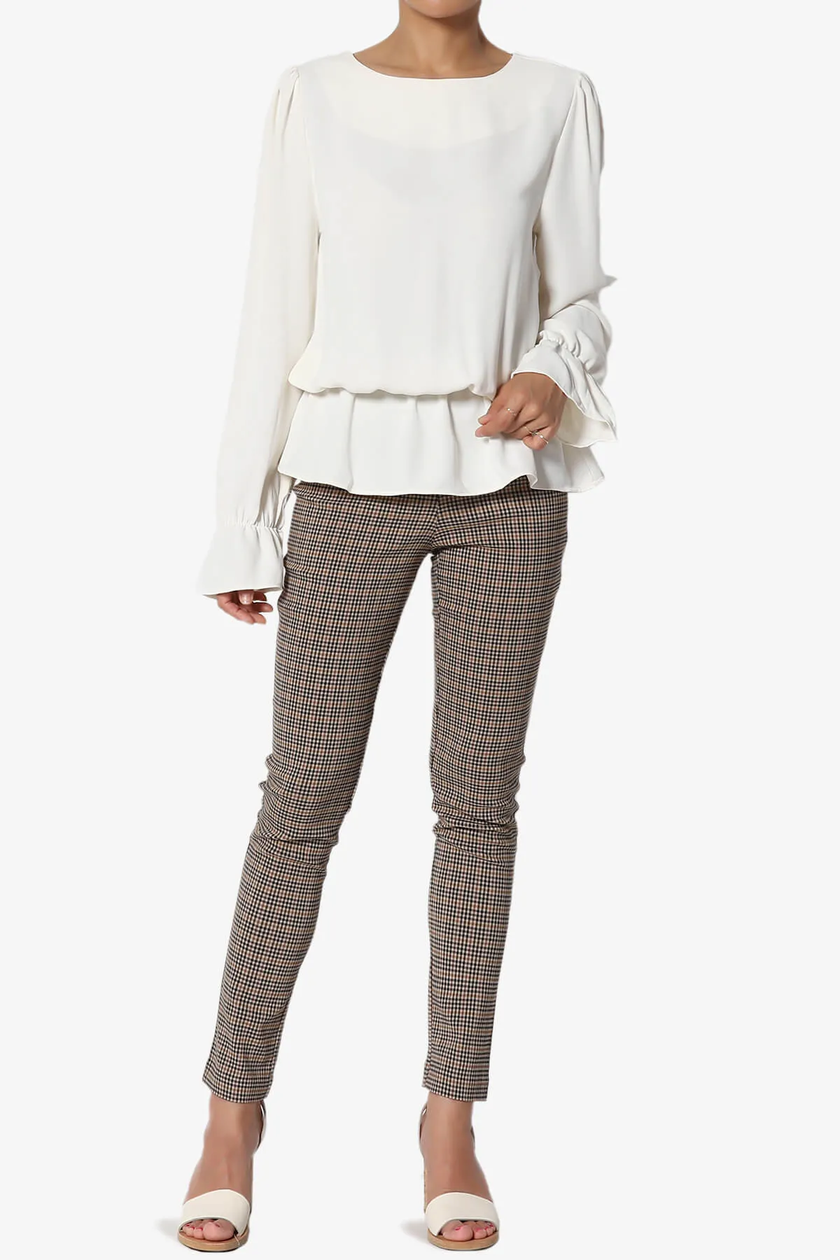 Adriel Puff Sleeve Ruffle Peplum Blouse
