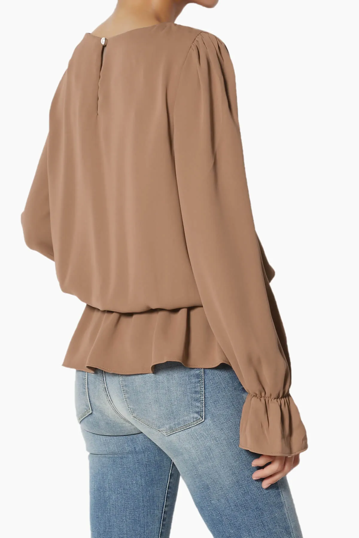 Adriel Puff Sleeve Ruffle Peplum Blouse
