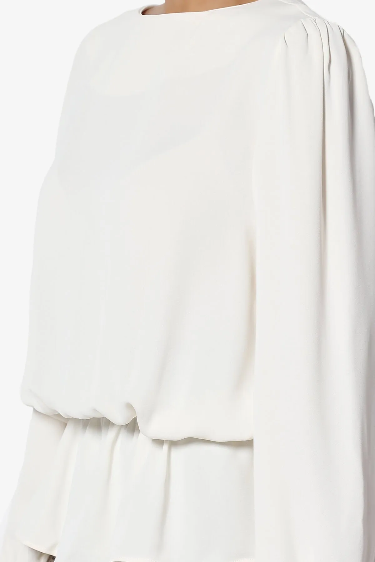 Adriel Puff Sleeve Ruffle Peplum Blouse