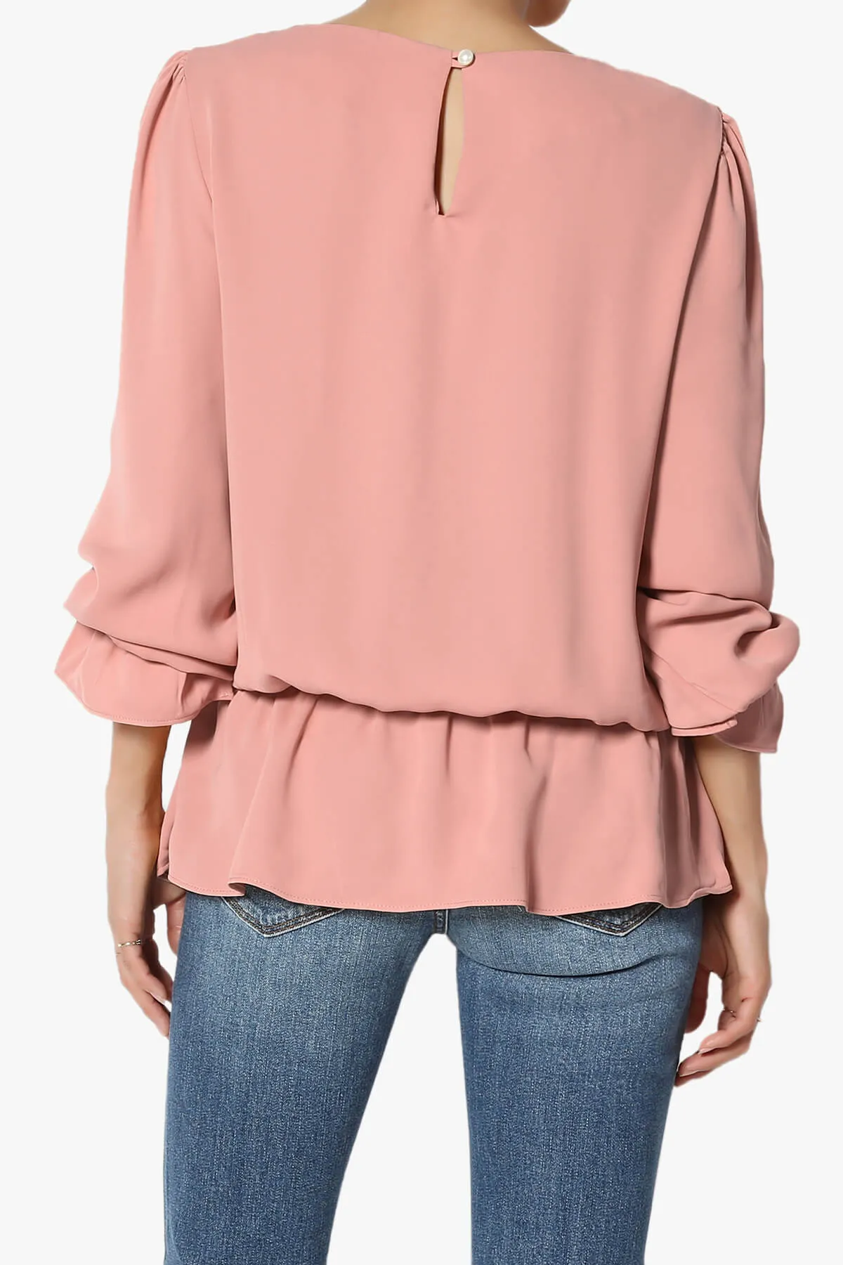 Adriel Puff Sleeve Ruffle Peplum Blouse