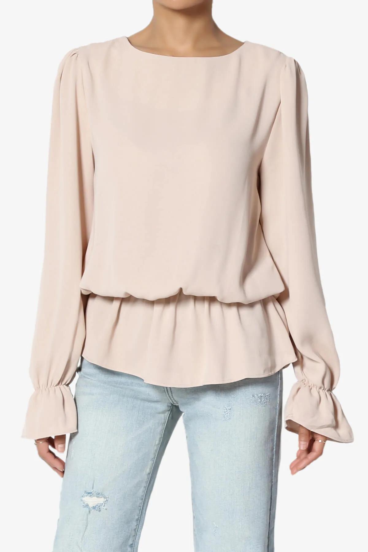 Adriel Puff Sleeve Ruffle Peplum Blouse