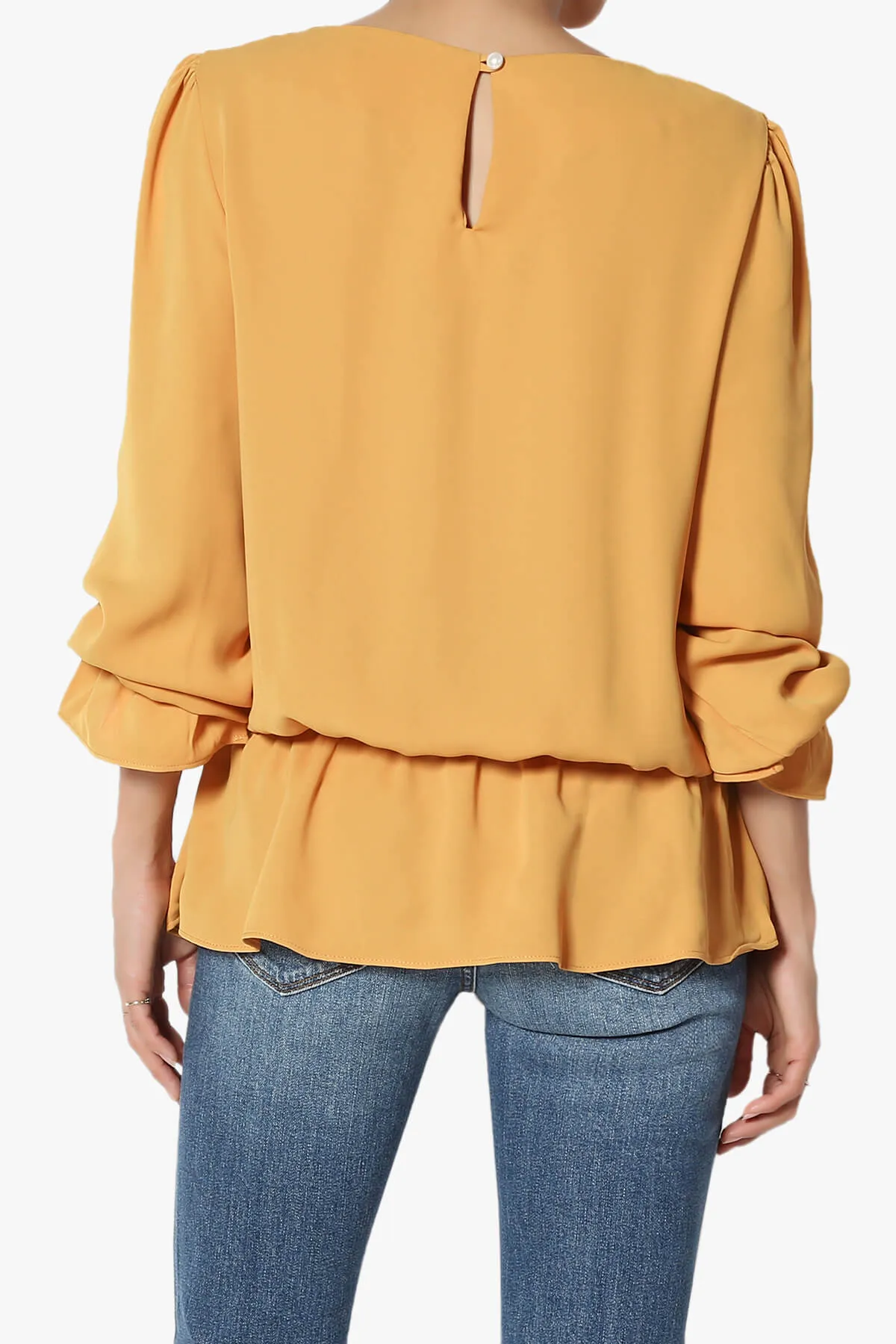 Adriel Puff Sleeve Ruffle Peplum Blouse