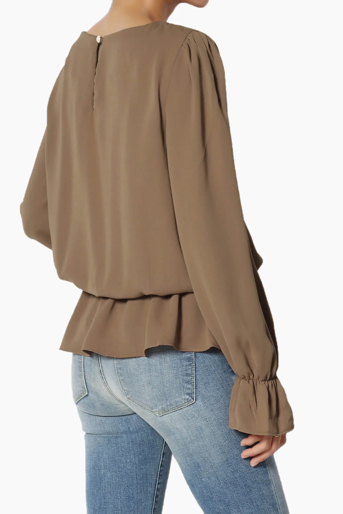 Adriel Puff Sleeve Ruffle Peplum Blouse