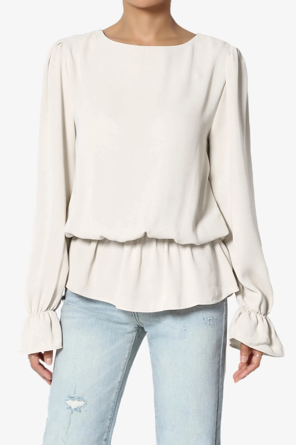 Adriel Puff Sleeve Ruffle Peplum Blouse