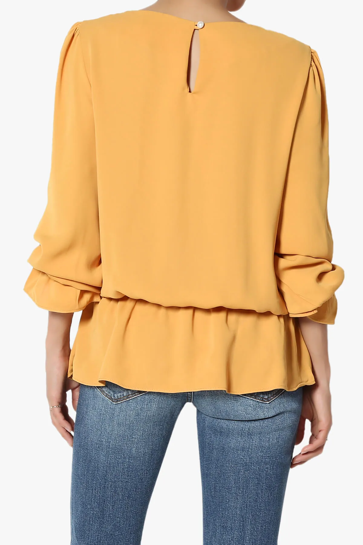 Adriel Puff Sleeve Ruffle Peplum Blouse