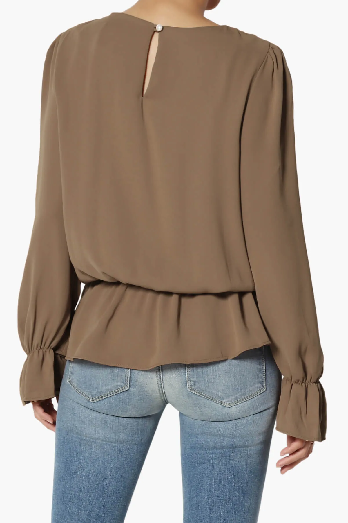 Adriel Puff Sleeve Ruffle Peplum Blouse