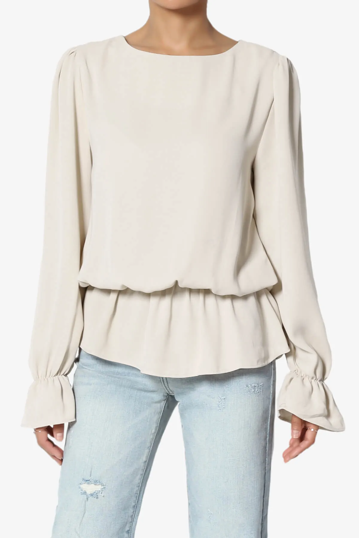 Adriel Puff Sleeve Ruffle Peplum Blouse