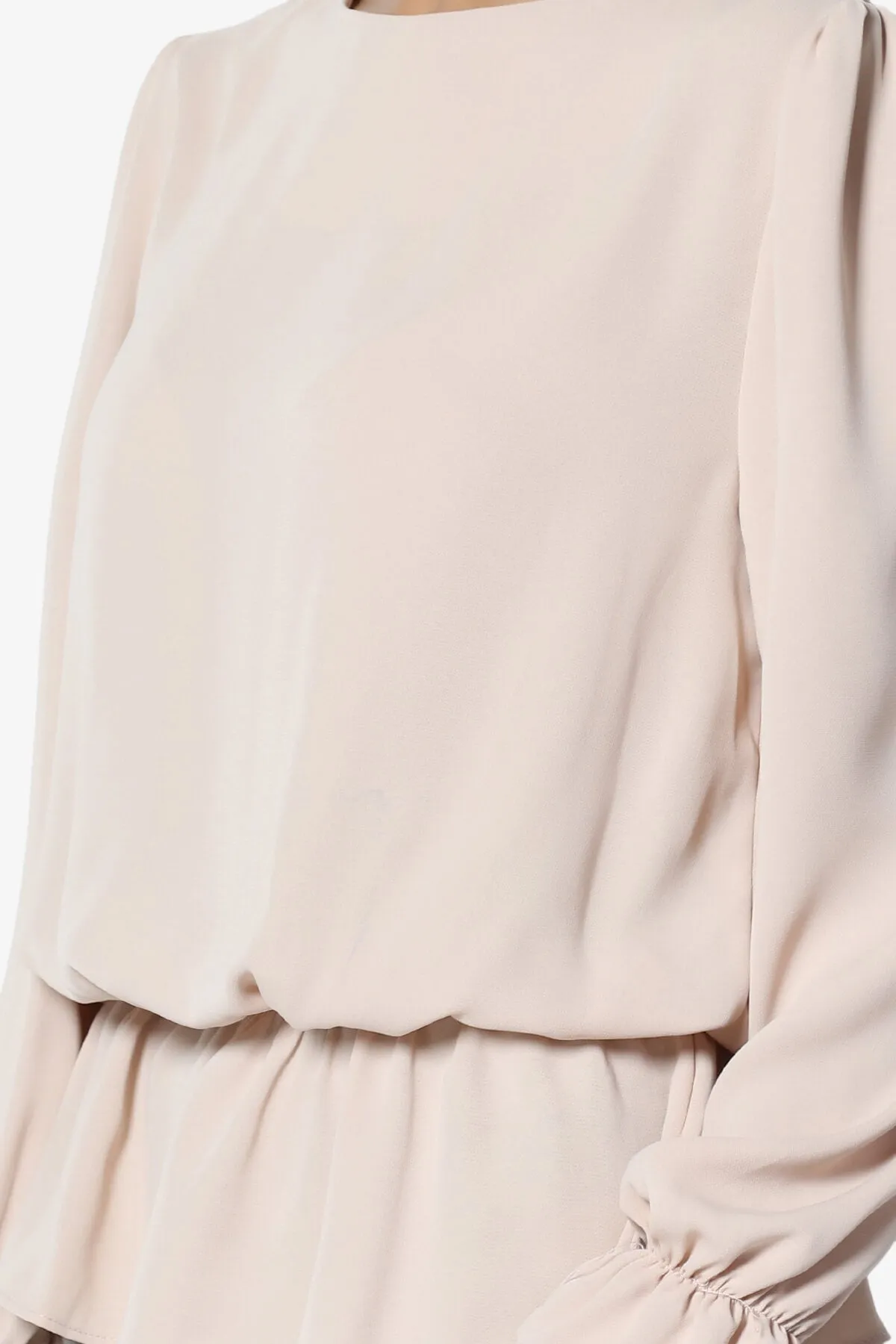 Adriel Puff Sleeve Ruffle Peplum Blouse