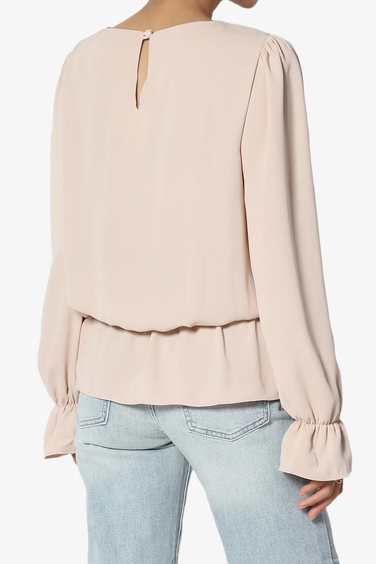 Adriel Puff Sleeve Ruffle Peplum Blouse
