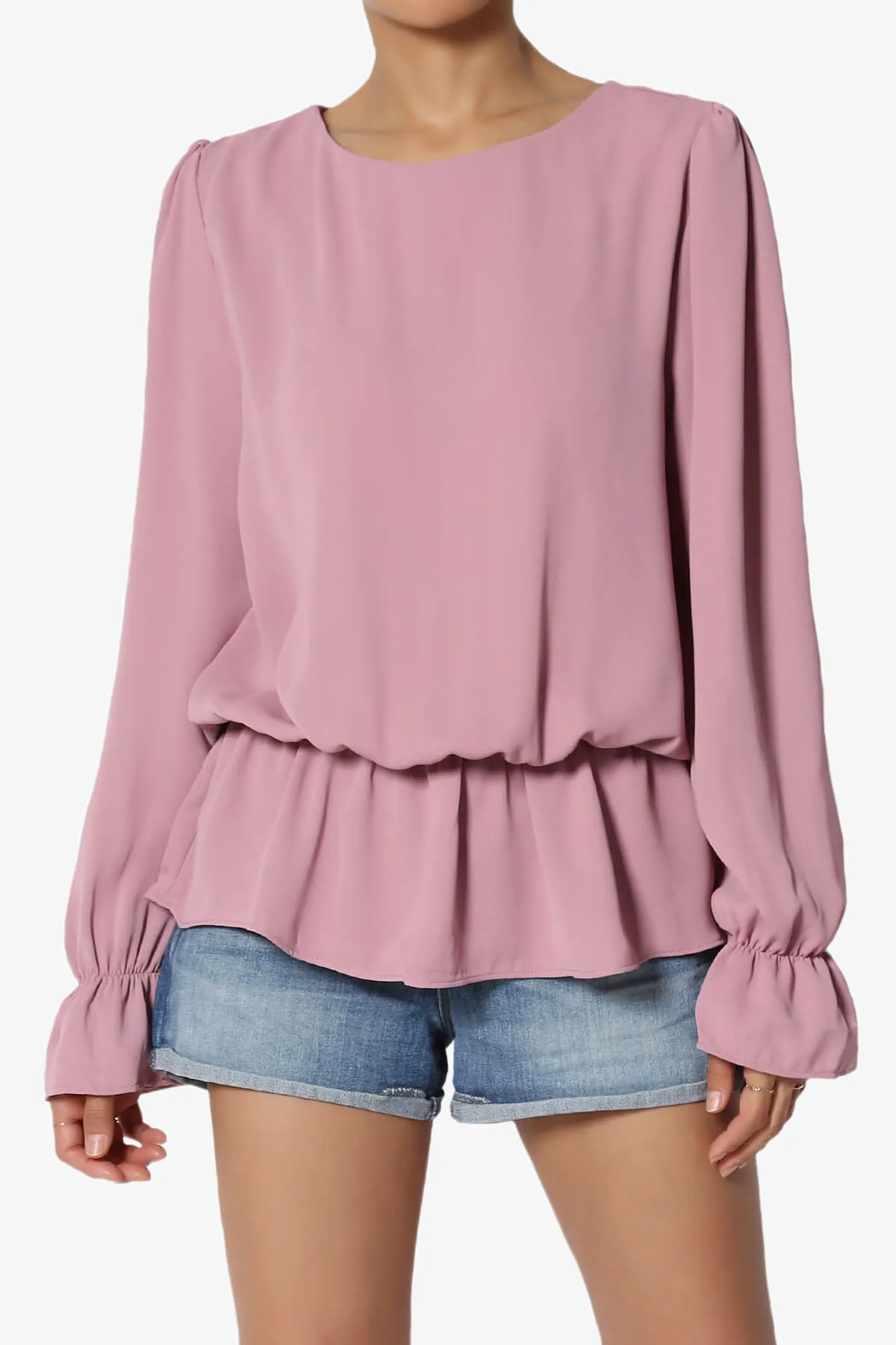 Adriel Puff Sleeve Ruffle Peplum Blouse