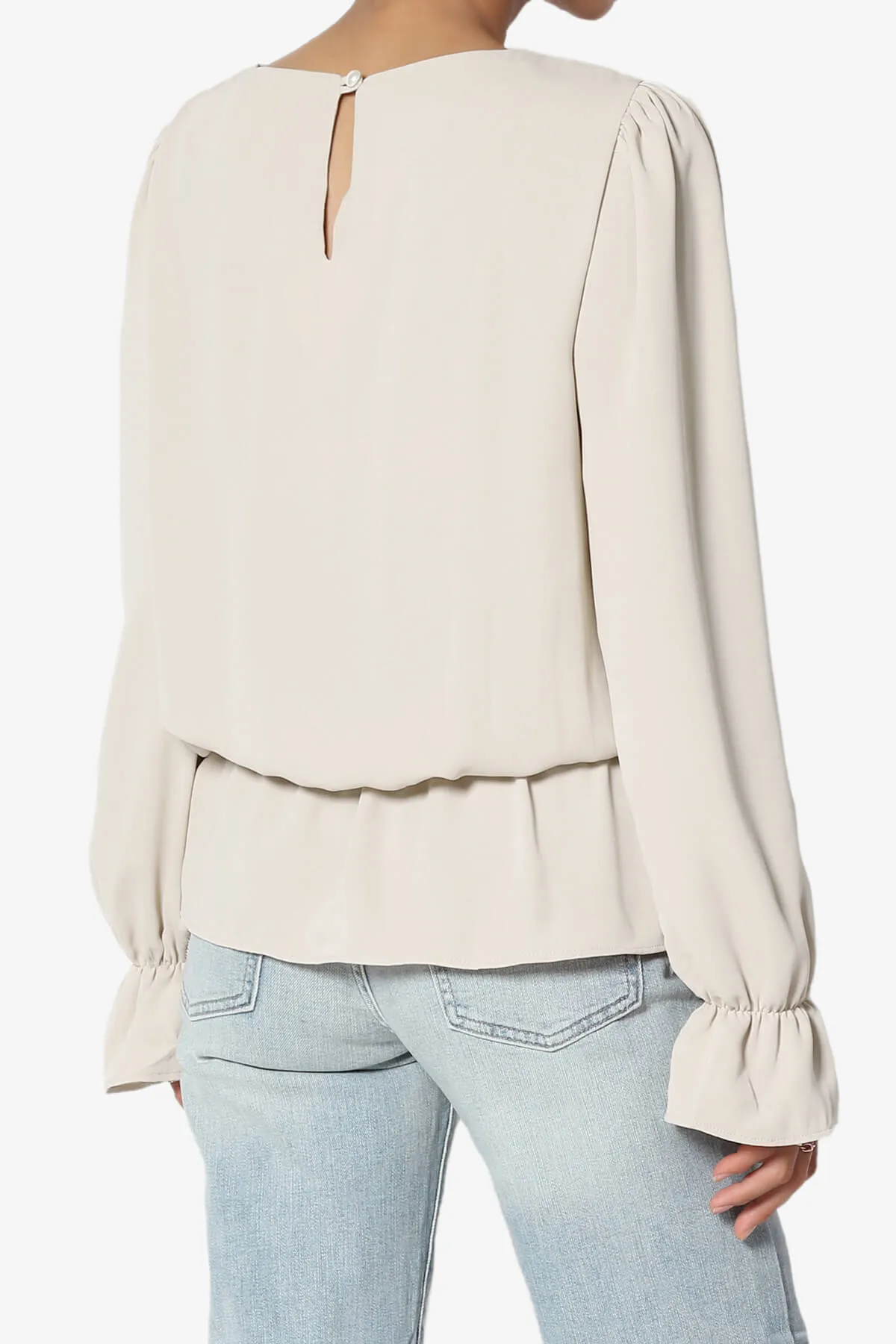 Adriel Puff Sleeve Ruffle Peplum Blouse