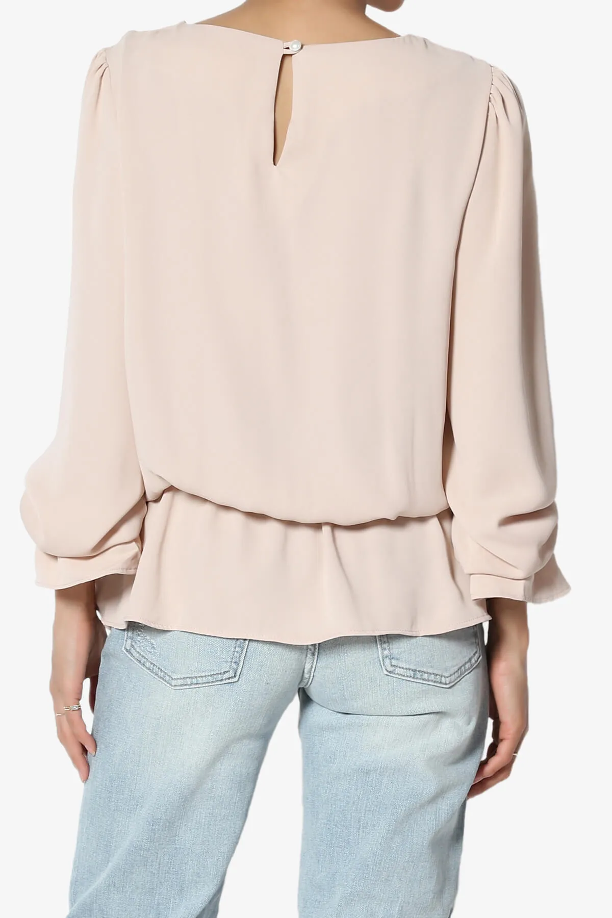 Adriel Puff Sleeve Ruffle Peplum Blouse