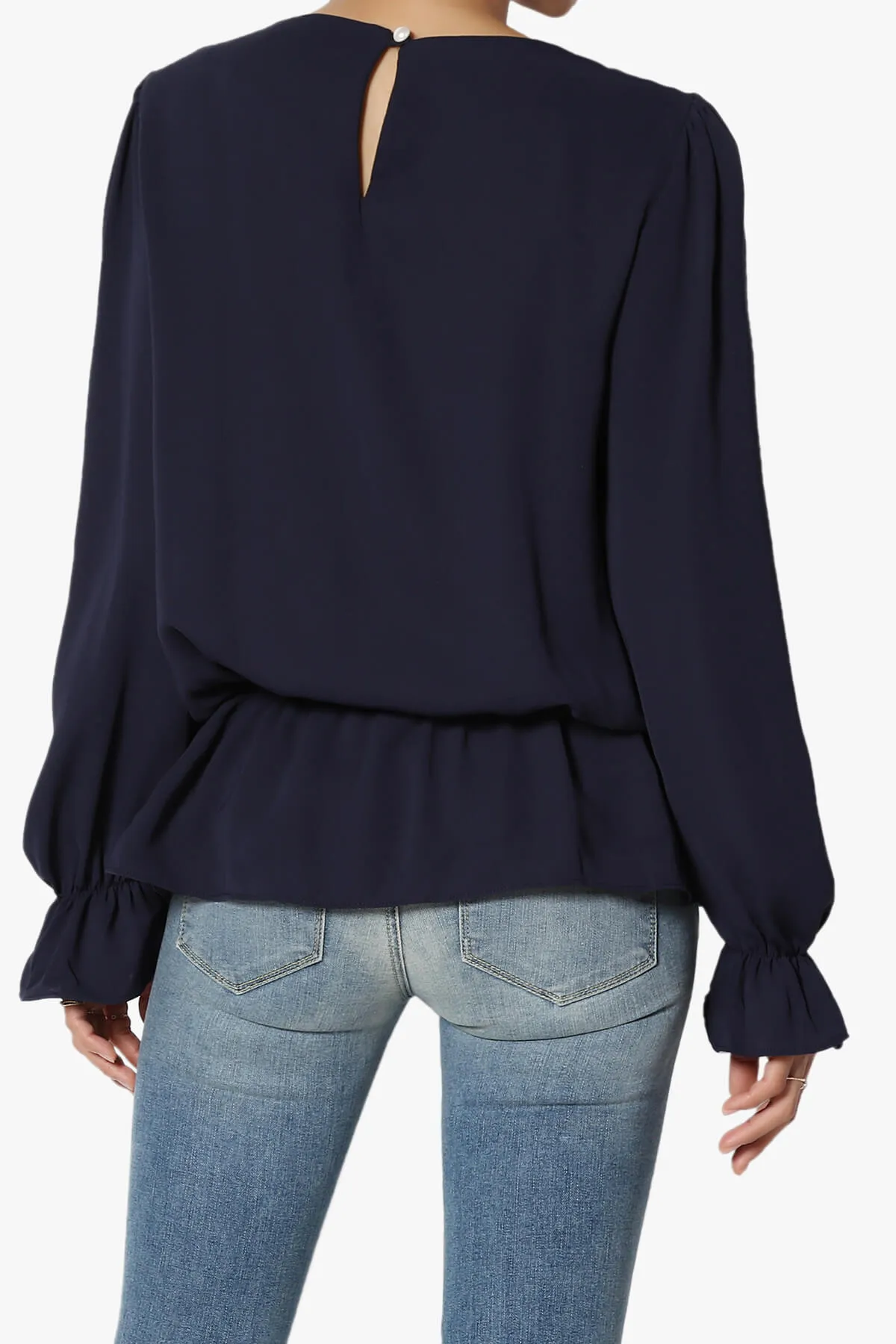 Adriel Puff Sleeve Ruffle Peplum Blouse