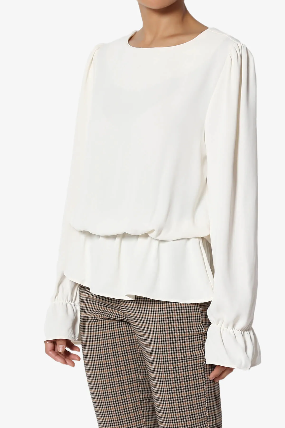 Adriel Puff Sleeve Ruffle Peplum Blouse