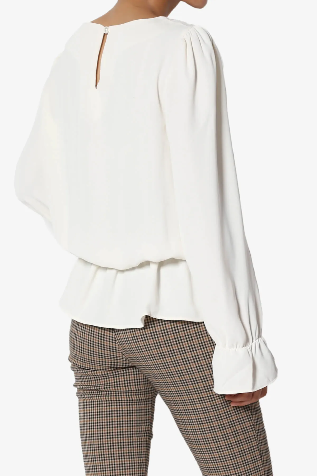 Adriel Puff Sleeve Ruffle Peplum Blouse