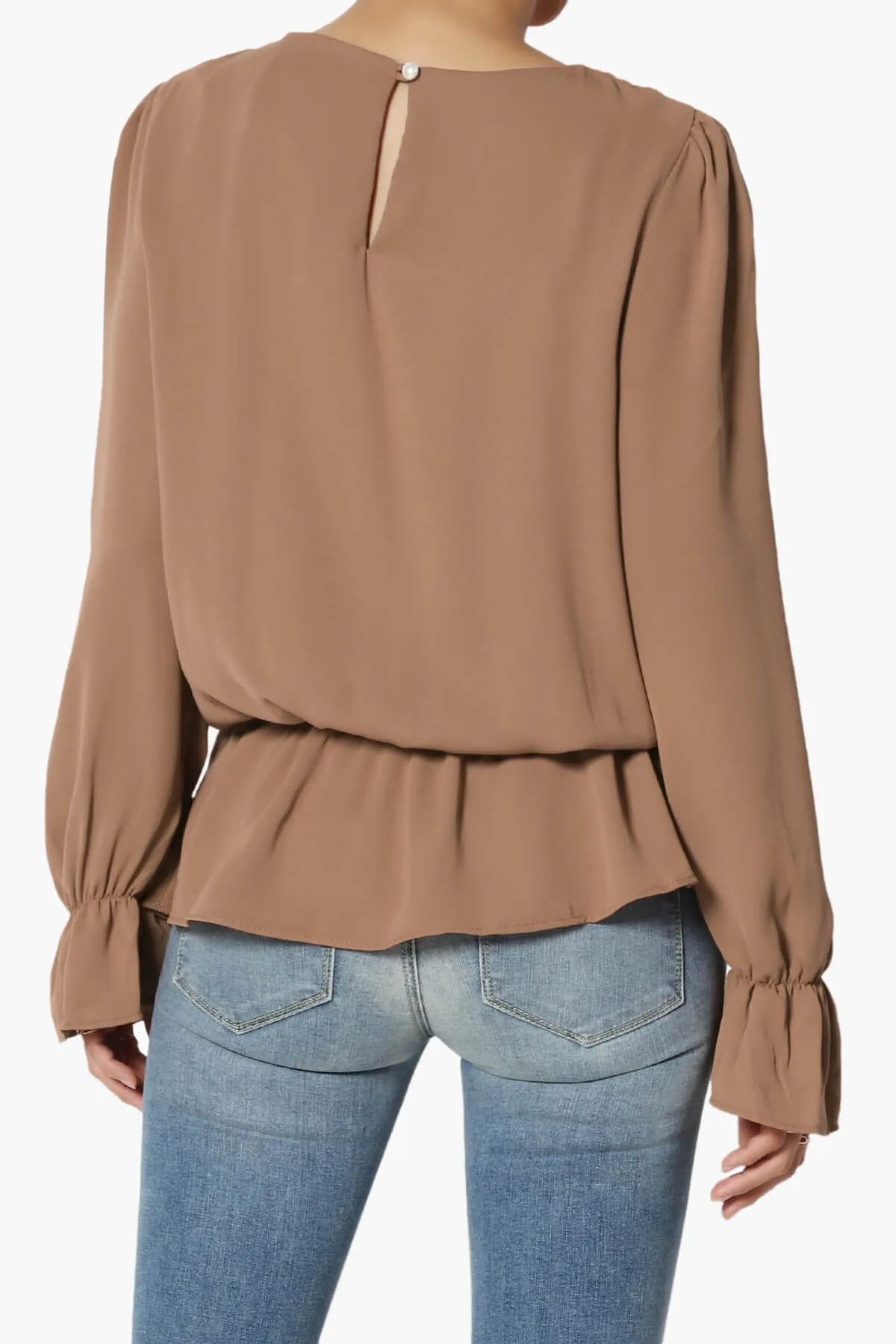 Adriel Puff Sleeve Ruffle Peplum Blouse