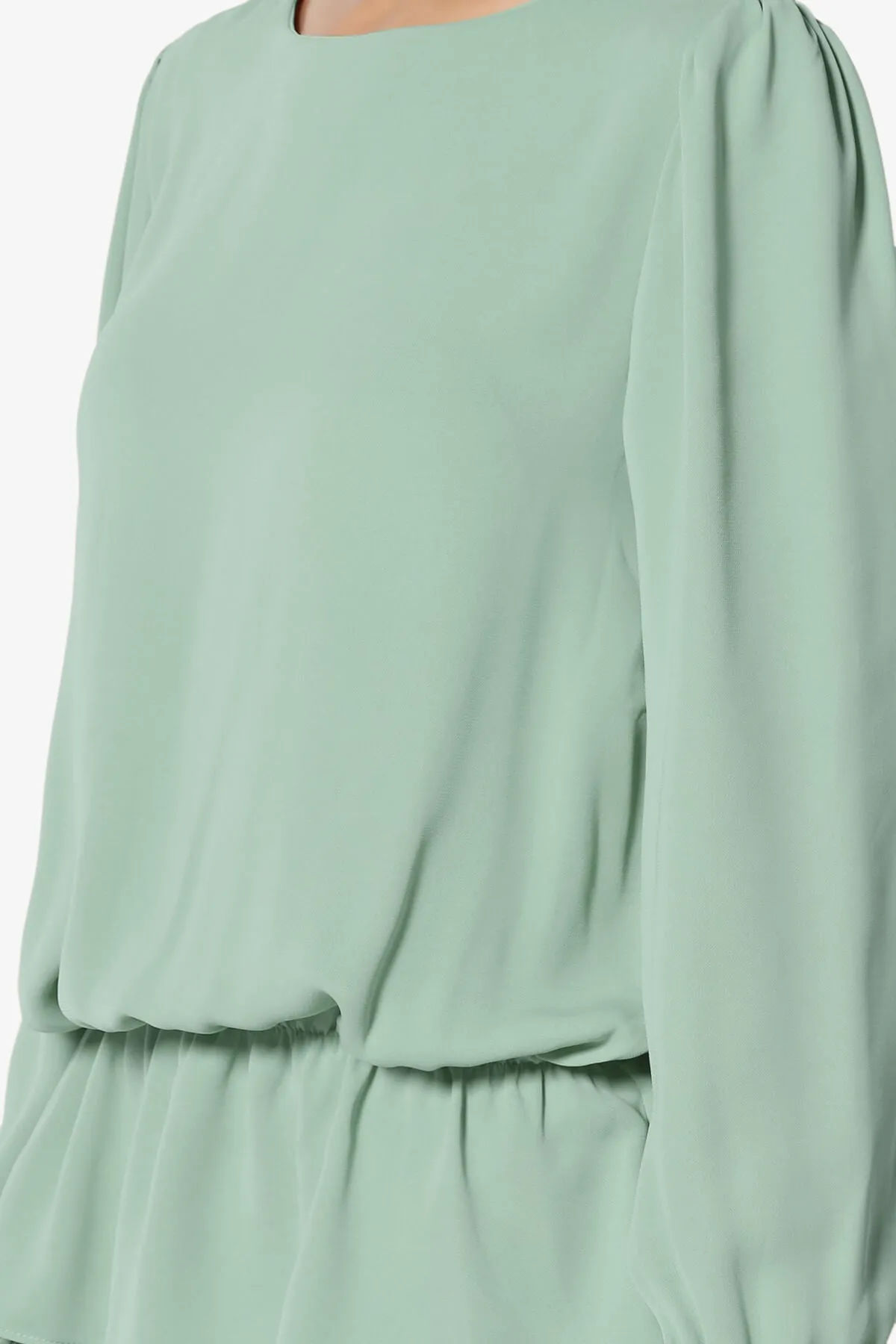 Adriel Puff Sleeve Ruffle Peplum Blouse