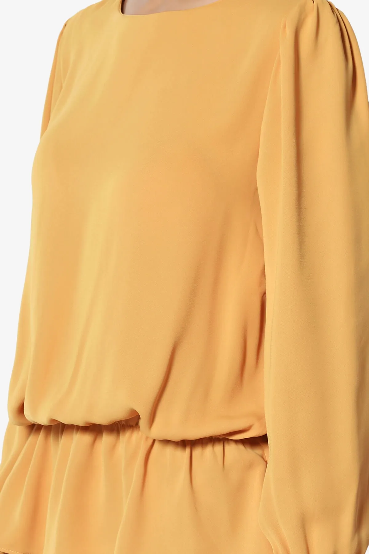Adriel Puff Sleeve Ruffle Peplum Blouse