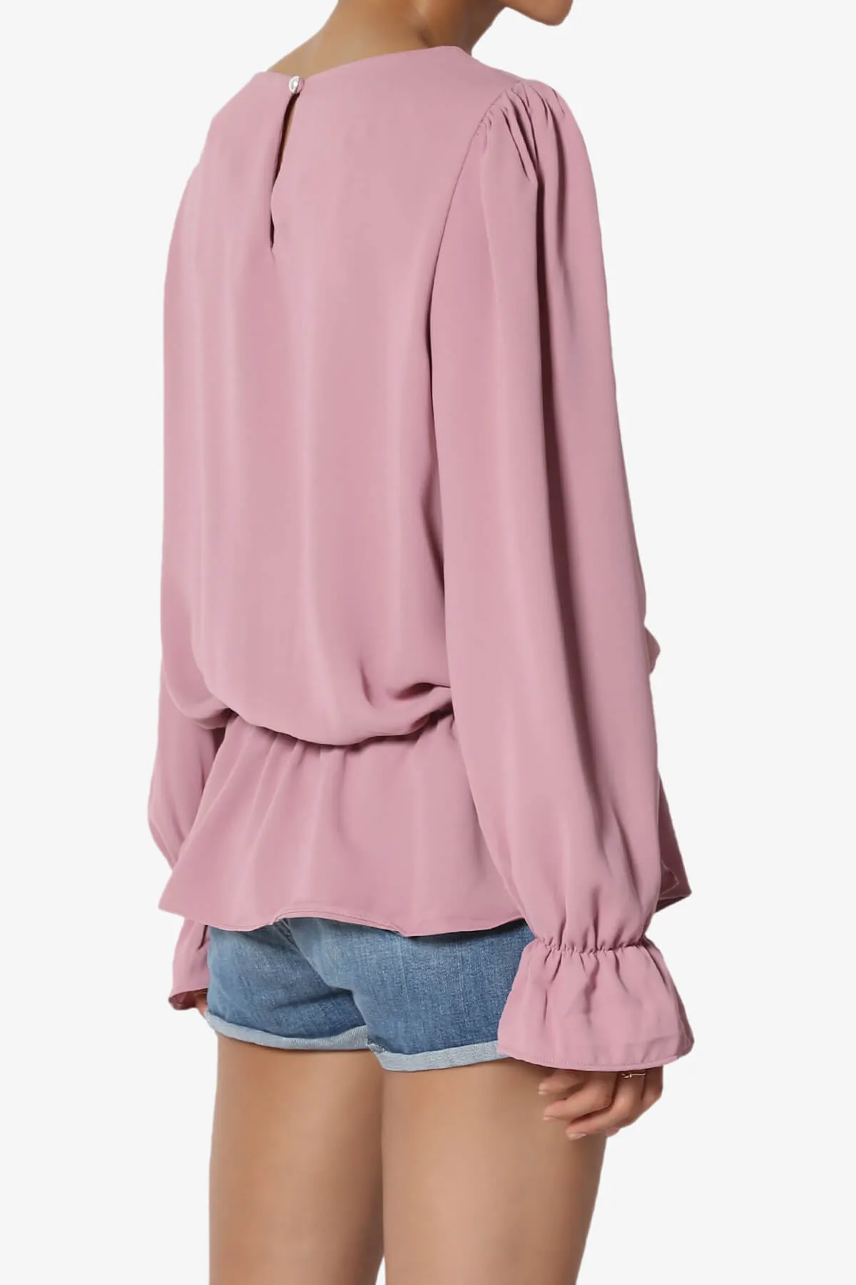 Adriel Puff Sleeve Ruffle Peplum Blouse