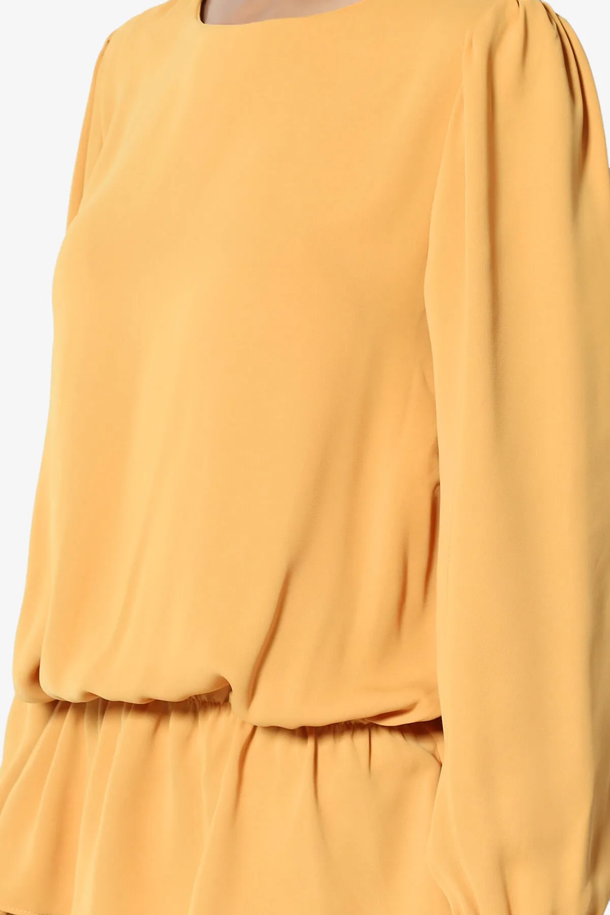 Adriel Puff Sleeve Ruffle Peplum Blouse