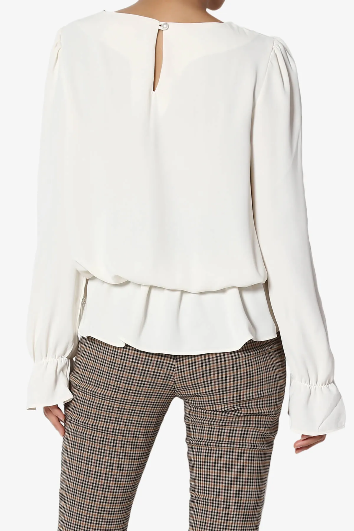 Adriel Puff Sleeve Ruffle Peplum Blouse