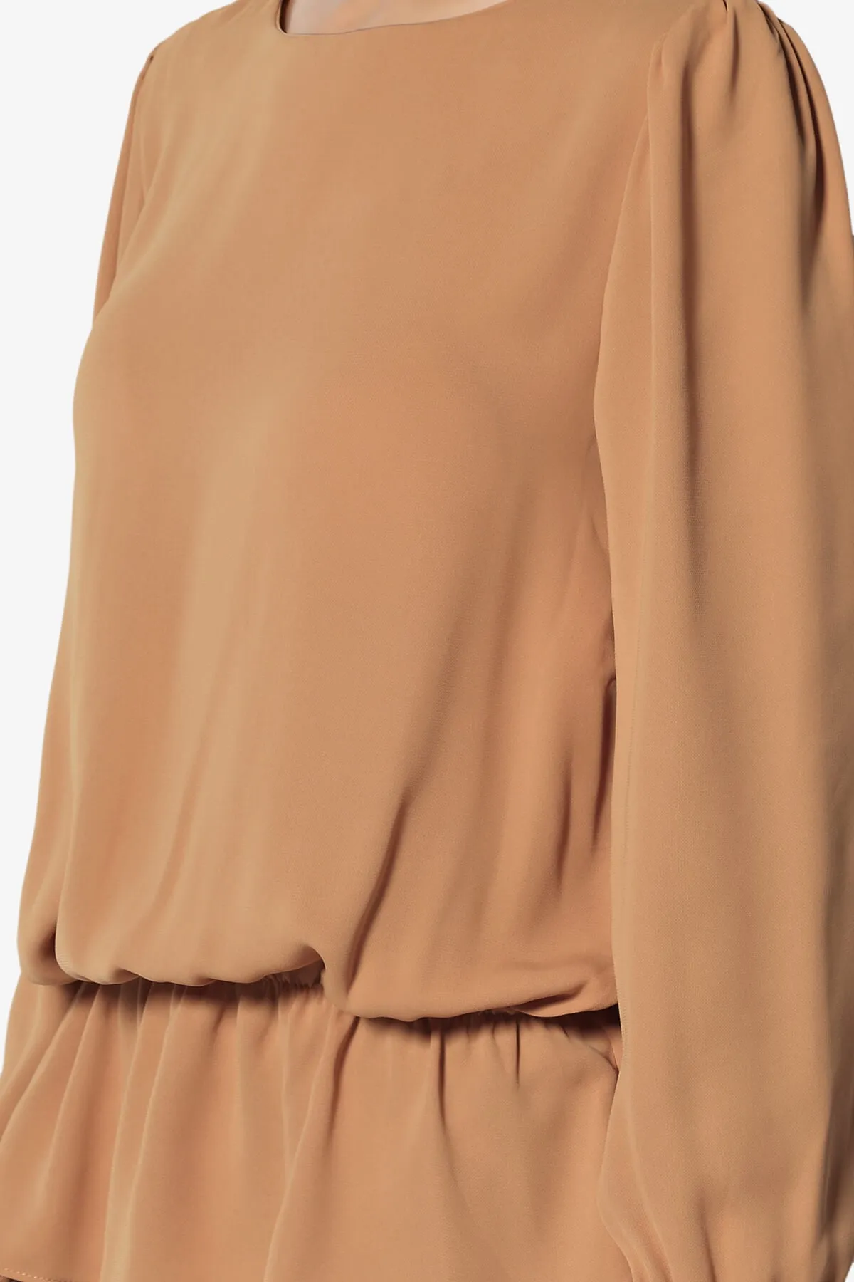 Adriel Puff Sleeve Ruffle Peplum Blouse