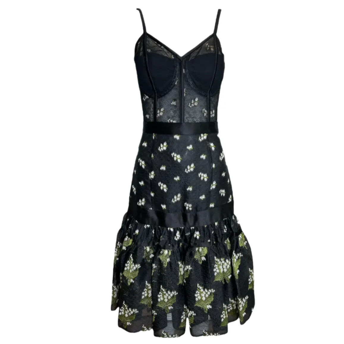 Alexander McQueen 2016 Resort Floral Reverse-Print Bustier Dress